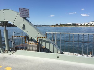 City in the background from the car ferry